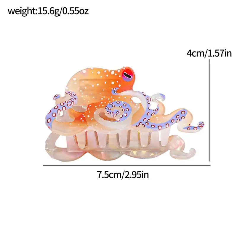 【IIOO】1Pcs Fun Marine Animal Hair Clip Creative Design Grab Clip Personalized Woven Hair Grab New Octopus Shark Clip view 4