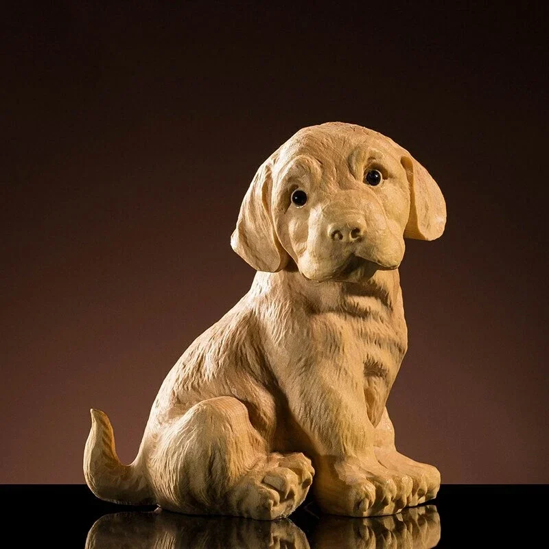 6cm Dog Sculpture Wood Animal Chinese Dog Statue Lucky Zodiac Decoration