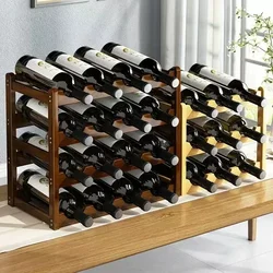 Cremalheira de exposição do vinho tinto Decoração da grade do agregado familiar Mesa criativa WineBottle Rack Armário de vinho simples Montar armazenamento