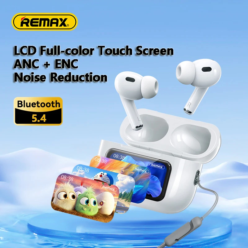 Беспроводные наушники Remax Touch, Bluetooth 5,4, TWS, сенсорный экран, шумоподавление, Cancell, с микрофоном, HiFi, музыка, ENC, стерео, с ЖК-дисплеем