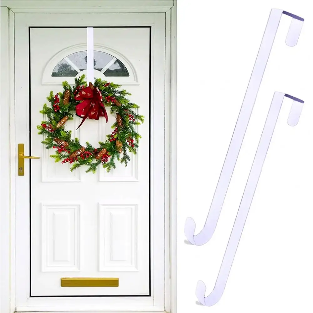 Door Back Metal Hook, Smooth Surface, Anti-slip, Multi-purpose, Wreath Hanger, Christmas Easter Party Front Door Garland Hook