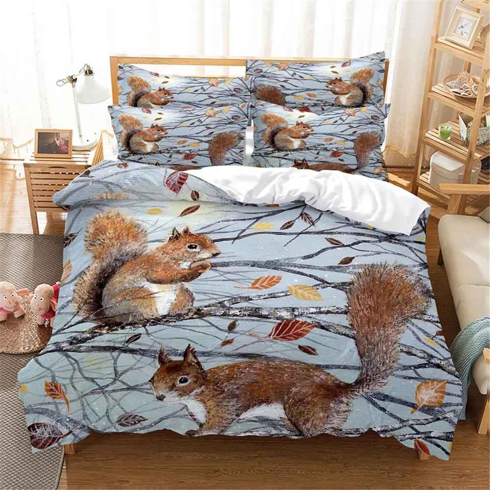 

Комплект постельного белья с 3d-изображением белки, королевский комплект постельного белья с пододеяльником, Комплект постельного белья, постельное белье из хлопка, королевский комплект постельного белья, Комплект постельного белья