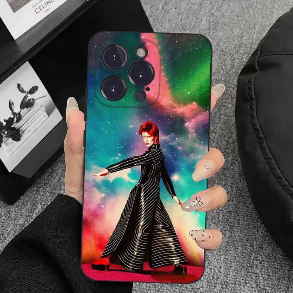 Casing Ponsel D-DavidS Rock B-BowieS Untuk iPhone 17,16,15,14,13,12,11,Plus,Pro Max,XS,X,XR,SE,Mini,8,7, Penutup Silikon Lembut Warna Hitam