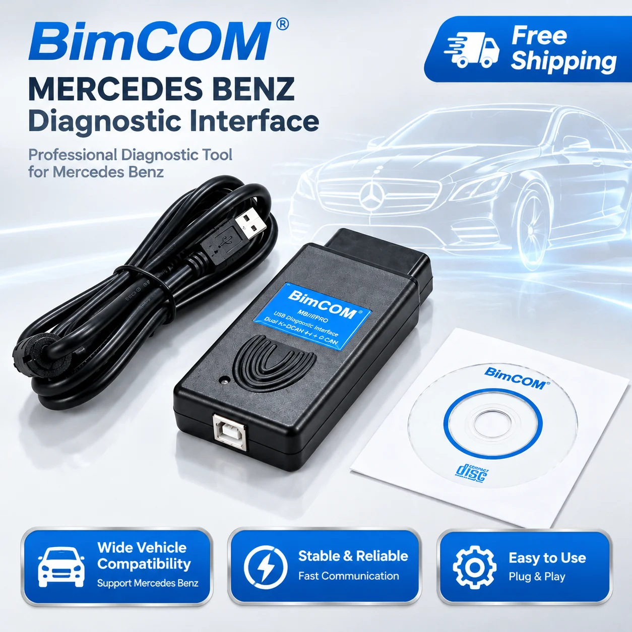 OBD2 BimCOM MiniRR Scanner OBDIIVCI USB Diagnostic Cable Auto Code Reader K-Line CAN for V-W Au-di Sk-oda Se-at Car Tools