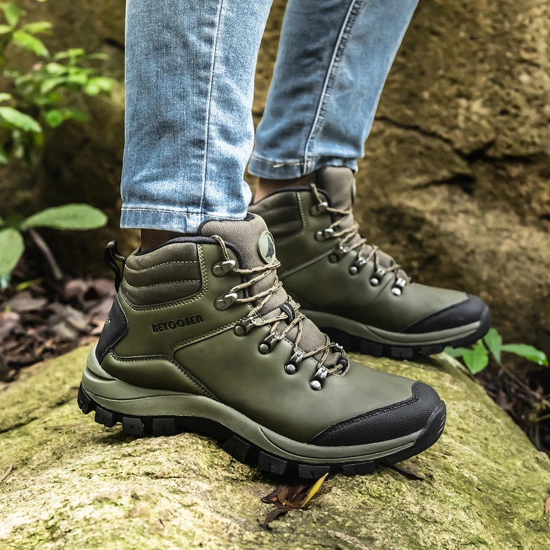 Wandelschoenen Mannen Lederen Sneakers Anti-Collision Waterdichte Warm Houden Mannen Outdoor Klim Trekking Schoenen Top Casual