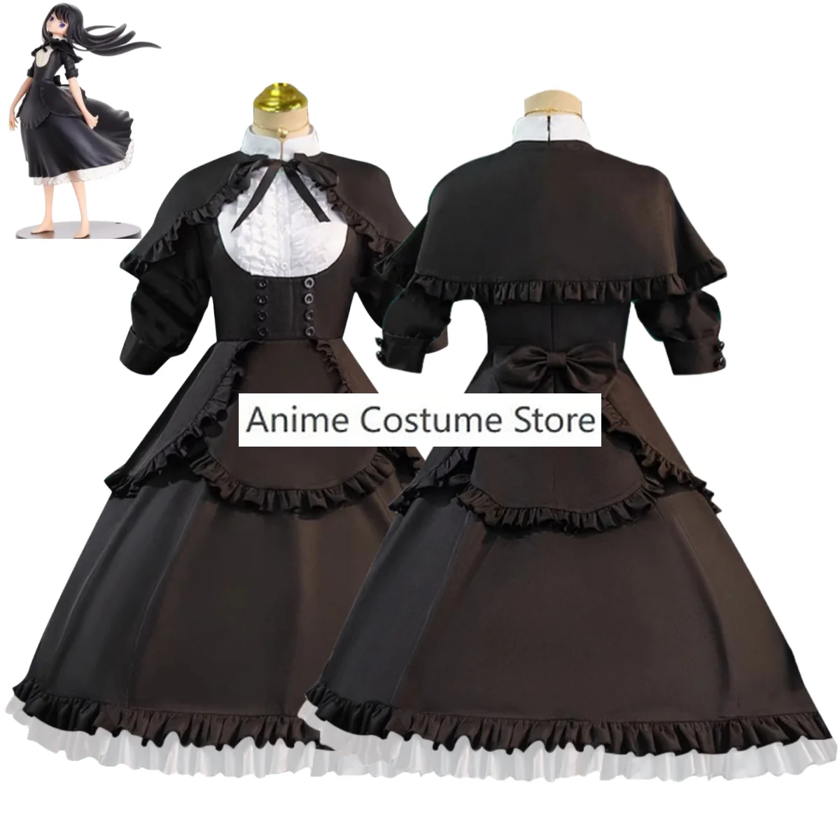 Costume de Cosplay de l'Anime Puella Magi, Robe de Soirée Noire, Perruque pour Femme, Kawaii, Carnaval, Halloween