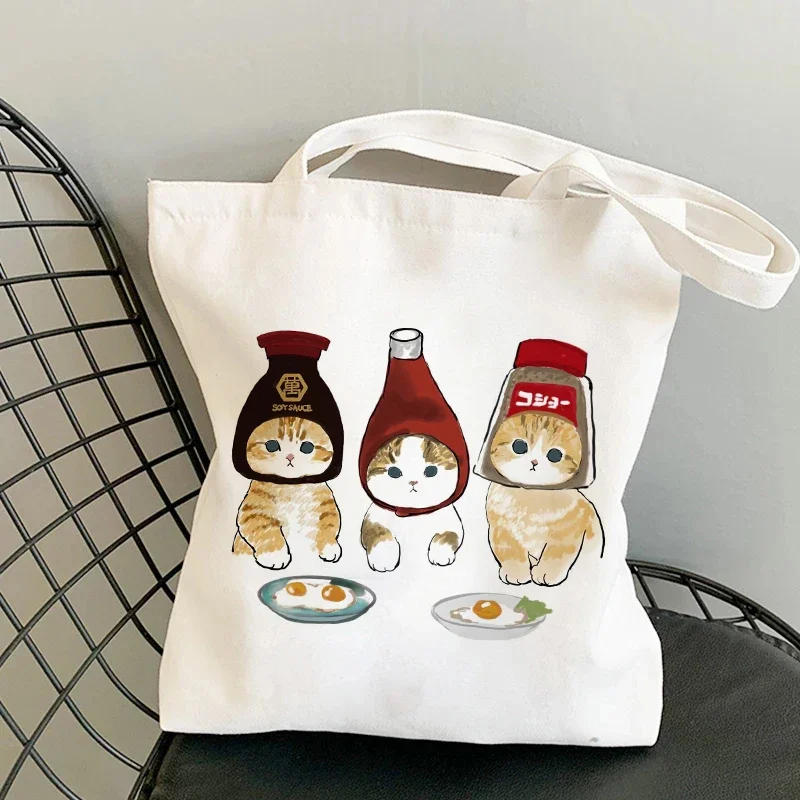 Cute Cat Canvas Tote Bag Women Casual Shopping Bags Female Large capacity handbag Girls Tote Shoulder Bags