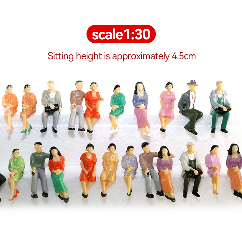 100 Pcs HO Échelle 1:100 Modèle Peint Train Parc Rue Passagers Figurines & 25 Pcs 1:87 Figurines Peintes Miniatures de Travailleurs Ferroviaires avec Seau et Échelle