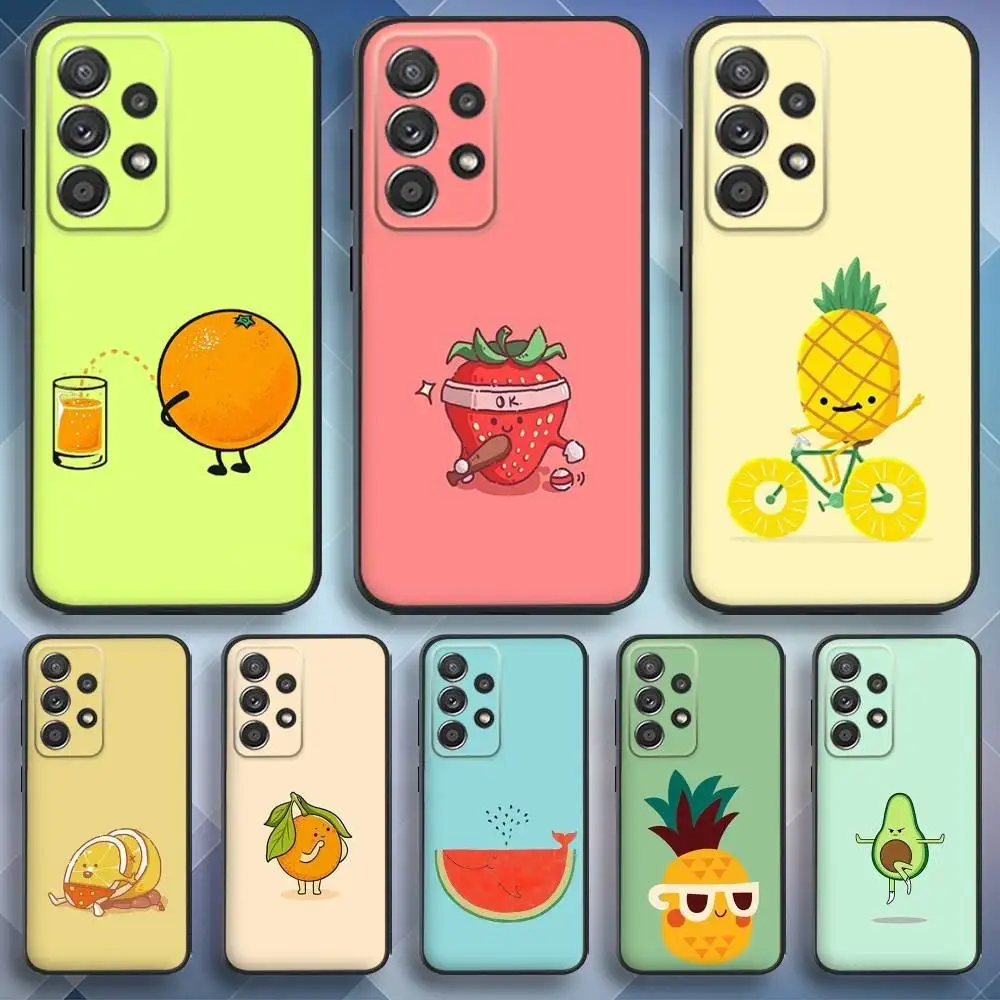 

Funny Summer Fruit Phone Case For Samsung S25,S24,S21,S22,S23,S30,Ultra,S20,Plus,Fe,Lite,Note,10,9,5G Black Cover