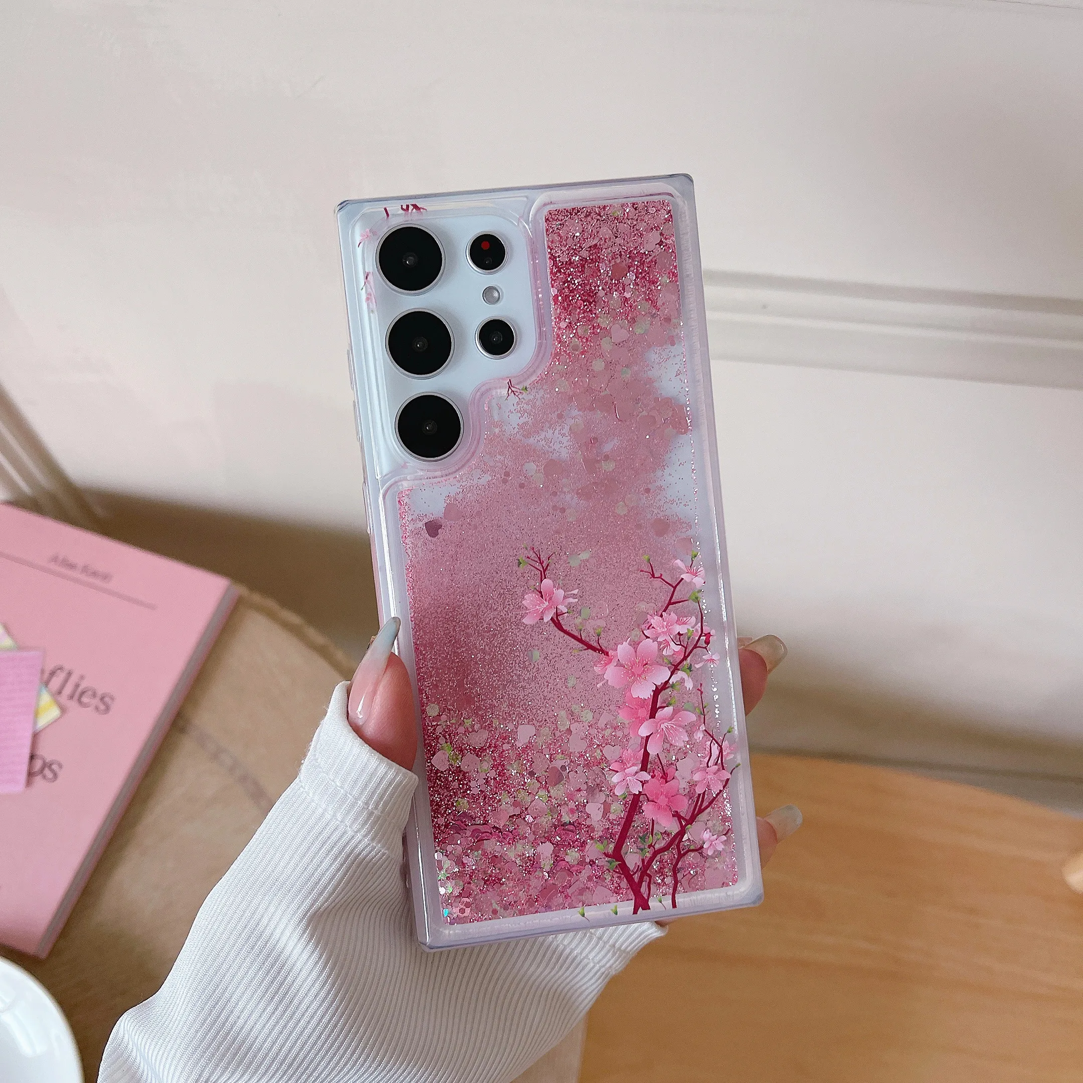 Luxury Cute Flowing Glitter Quicksand Case For Galaxy S24 S23 Ultra S22 S21 S20 FE Note 20 10 Plus Bling Sparkle Liquid Cover