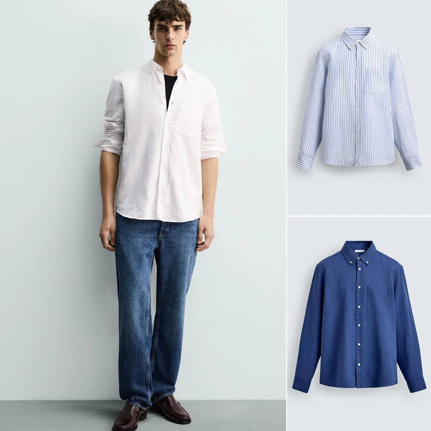 

Spring Summer Men's Slim Fit Long Sleeve Shirt with Multiple Buttons Turn down Collar Commuter Style Polyester Fiber Breathable