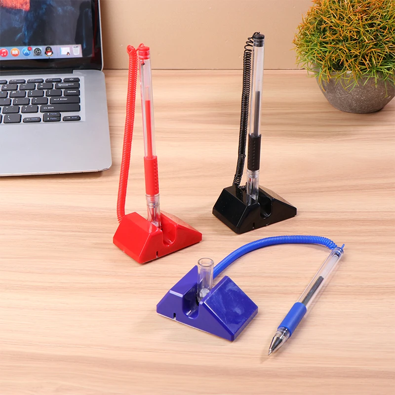 0.5mm Desk Holder Fixed Gel Pen Adhesive Fixed Gel Ink Pen Counter Advertising Signature Pen Office School Stationery