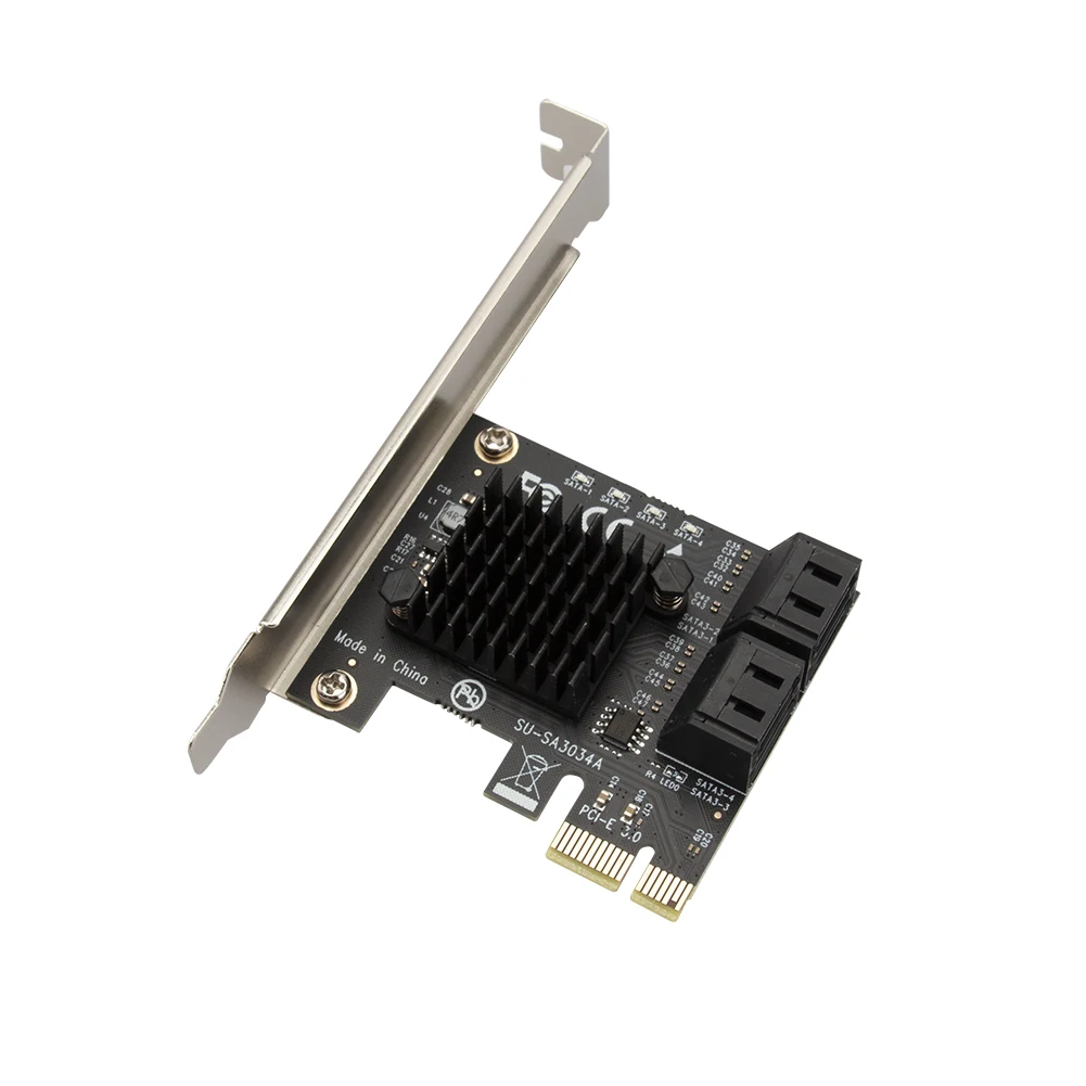 Karta rozszerzeń 4-portowa SATA III do PCIe PCI Express 3.0 X1 6Gbps, adapter, kabel przedłużający, karta adaptera do dysków twardych, karta do tworzenia obrazów.