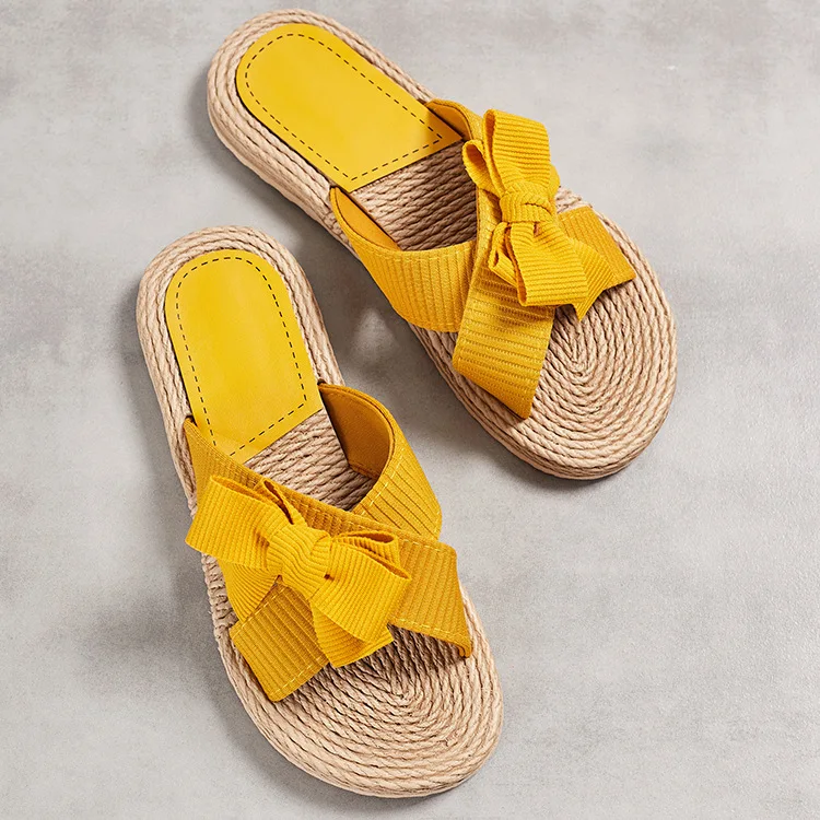 Handmade Ladies Home Slipper Women Sandals Casual Outdoor Cross Slippers Female Summer Beach Wear Flowers Flat Heel Shoes