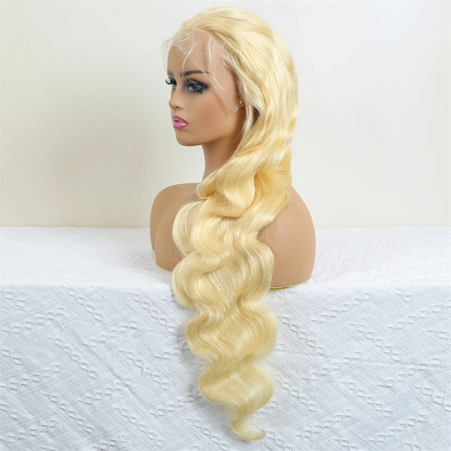 HD 360 Full Lace Wig Human Hair Pre Plucked 613 Honey Blonde Color Lace Front Wigs For Women Remy Vietnamese 13x4 13x6 Lace Frontal Body Wave Wigs 200% 220% Density