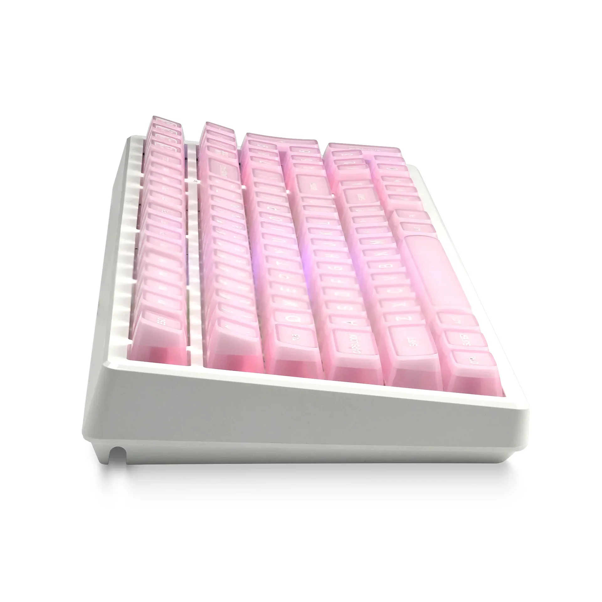 Crystal Pudding Keycaps 142 Keys SA Highly Dual Color Translucent Pink Keycaps for MX Switch Gaming Mechanical Keyboard Keycap