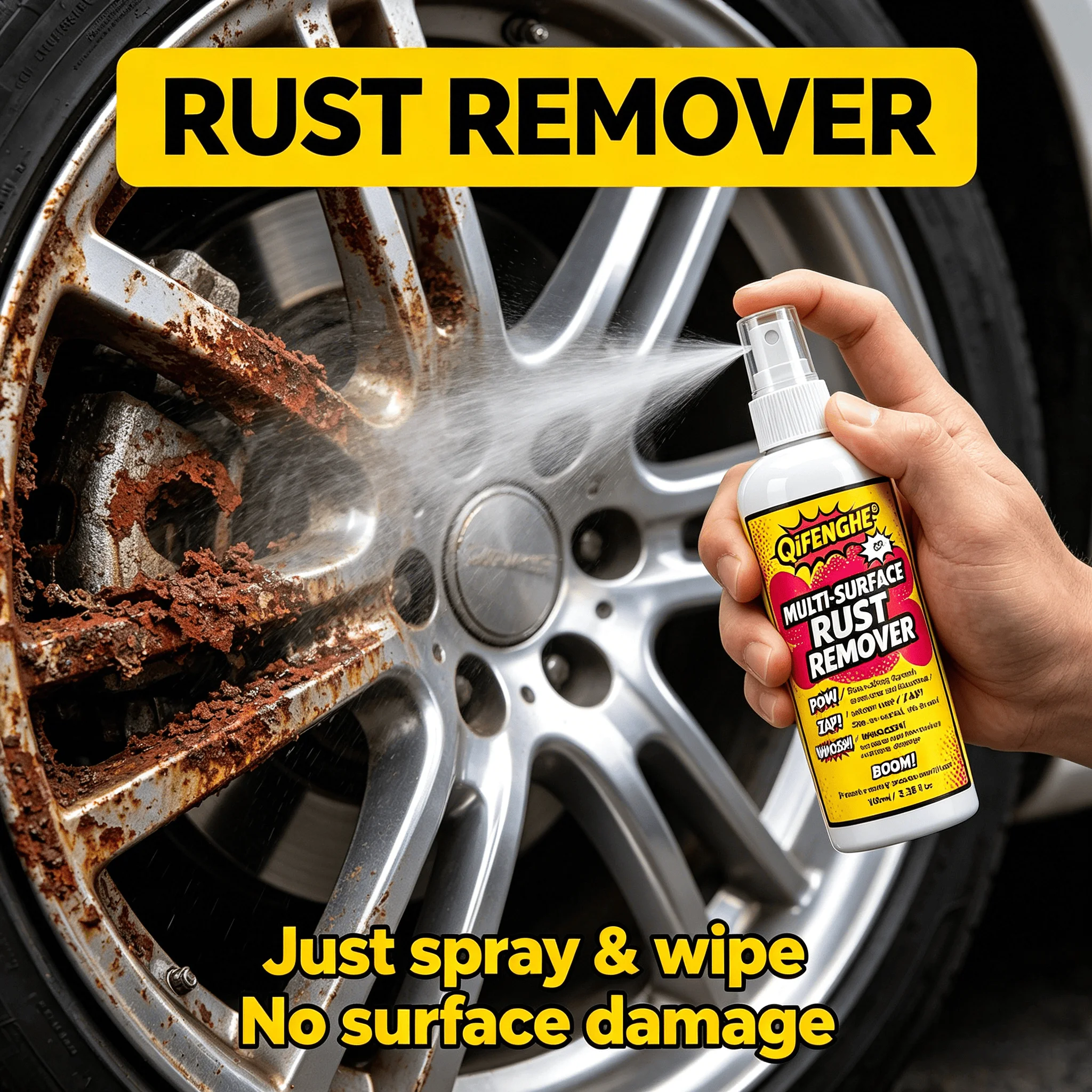 Fast-Acting Rust Remover, Multi-Surface for Metal Car Home Tile, No Damage, 100ml