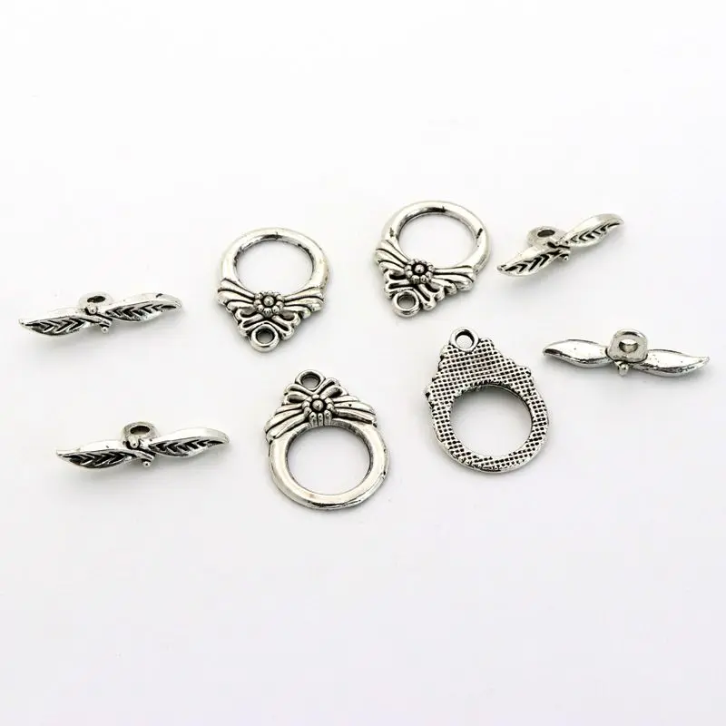 

10set Retro Carved Flower Fastener Bracelet Vintage OT Toggle Clasps For Finding Jewelry Making Chain Diy Accessories Connector