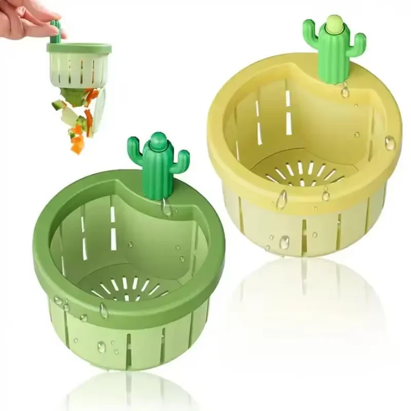 

1pc Cactus Sink Drain Strainer Press Automatic Dumping Basket Multi-functional Use Filter Net for Tub Kitchen Waste Collector