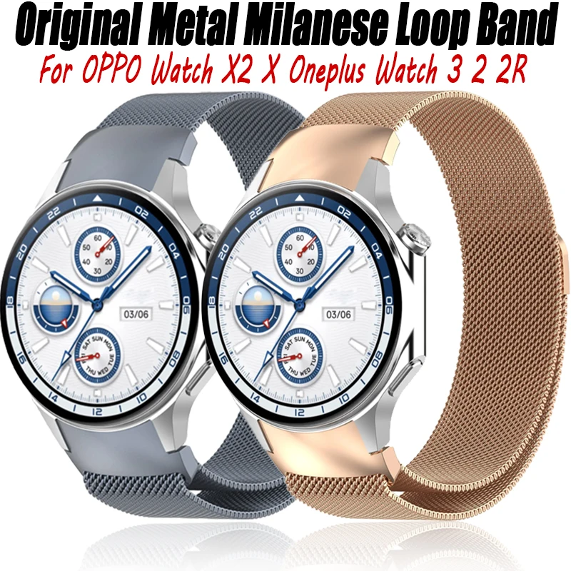 Bracelet à boucle milanaise en métal d'origine pour OPPO Watch X2/X, sans espaces, Bracelet magnétique pour Oneplus Watch 3 2 2R, accessoires