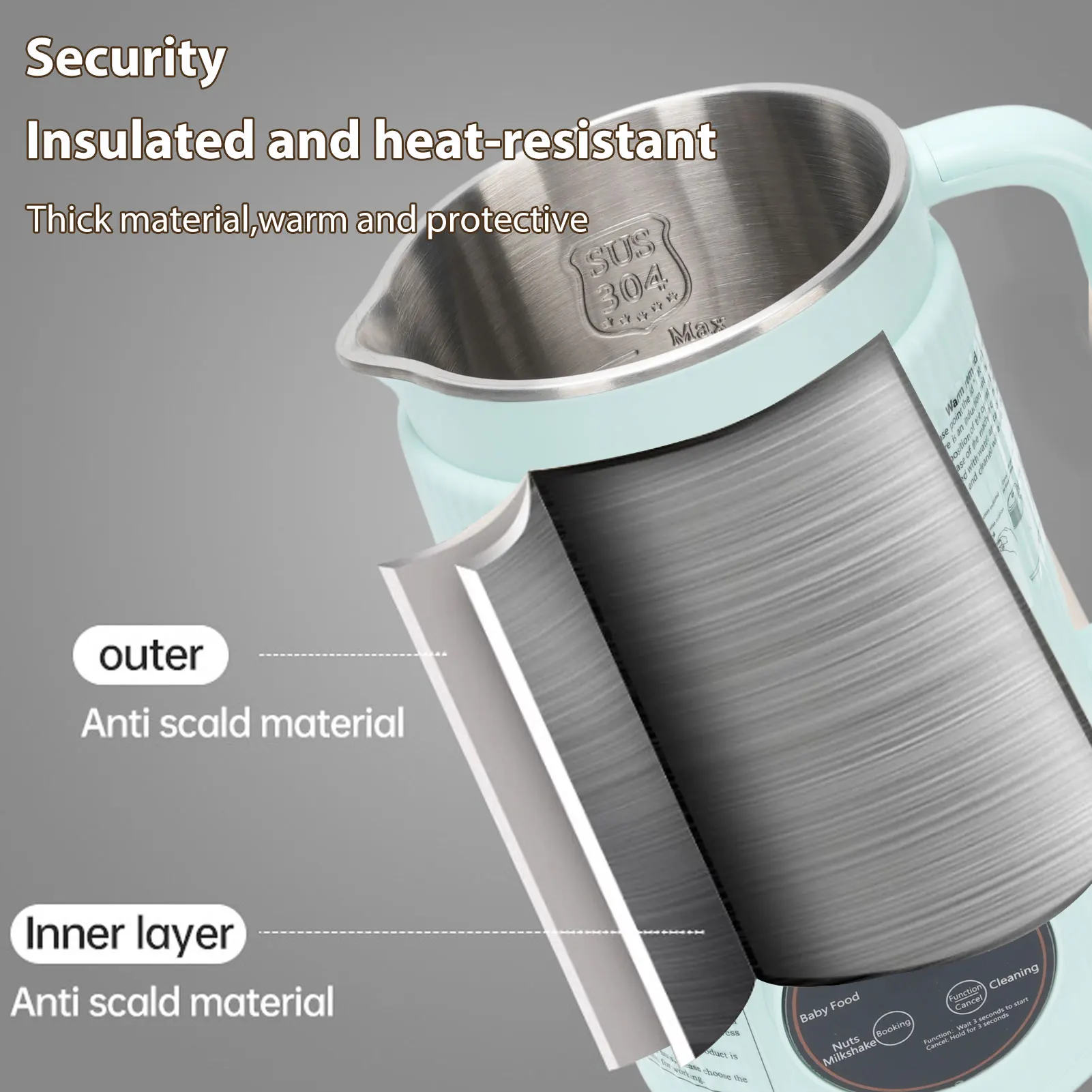 Soy Milk Maker 8-in-1 Programmable Blender with Digital Display 12 Stainless Steel Blades Auto Cleaning 8H Keep Warm Function image 2