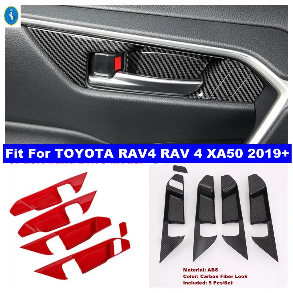 

For TOYOTA RAV4 RAV 4 XA50 2019 - 2023 Inner Door Handle Pull Bowl Cover Trim Matte / Red / Carbon Fiber Interior Accessories