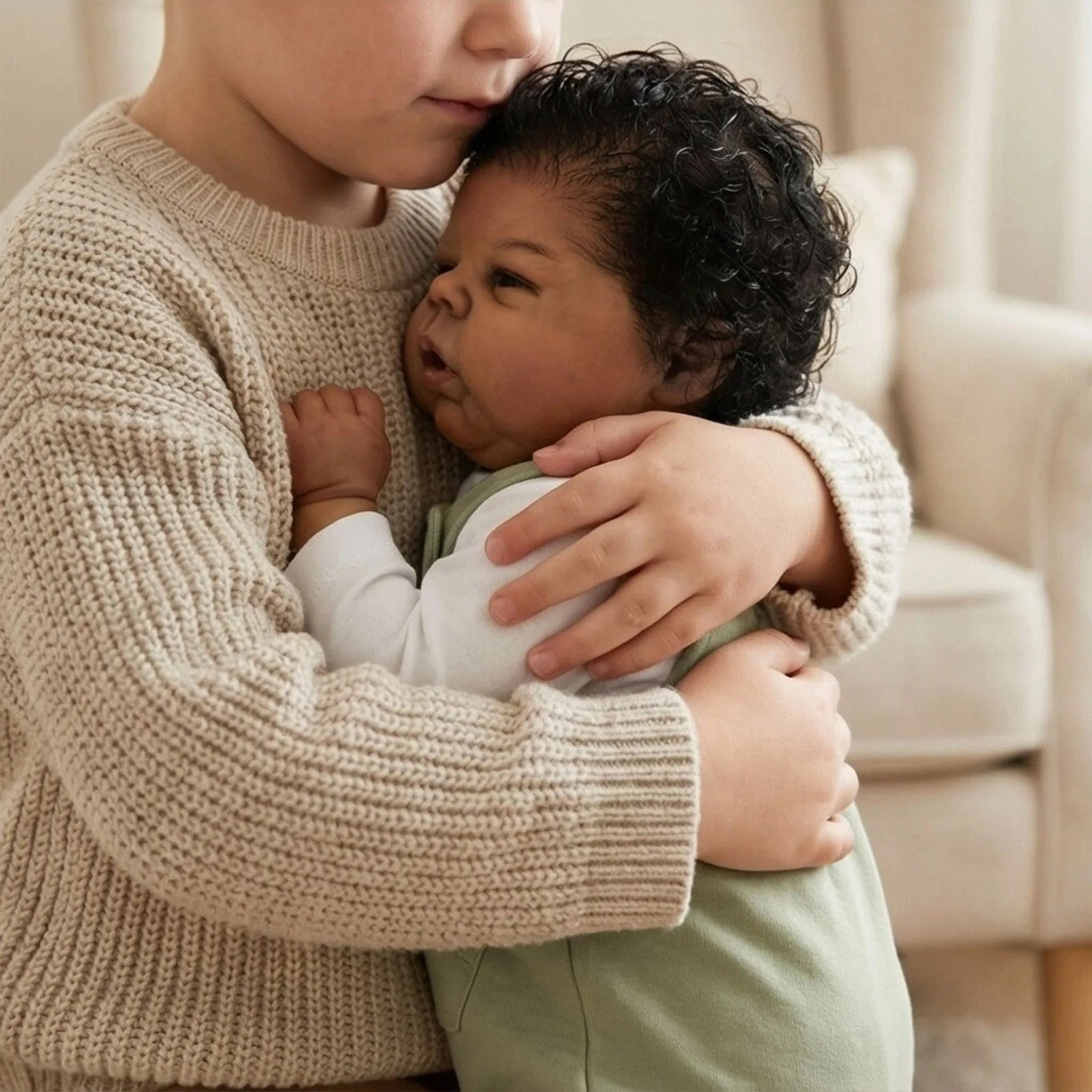 Muñeca Gounchi Reborn de 20 pulgadas, piel oscura pintada a mano, alta calidad con pelo rizado negro, cuerpo de tela suave, juguetes para bebé, regalo para bebé