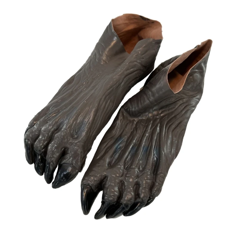 Halloween Gloves Shoe Covers Latex Hand/Foot Costume Animal Wolf Cosplay Costume Unisex