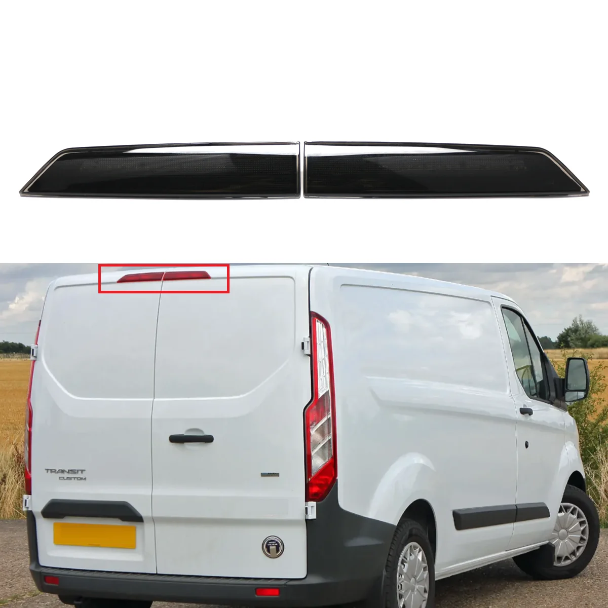 

For Ford Transit Tourneo Custom 12-21 EU Vehicle Pair LED Rear High Level Third Brake Light Warning Stop Lamps 2009952, 2009953