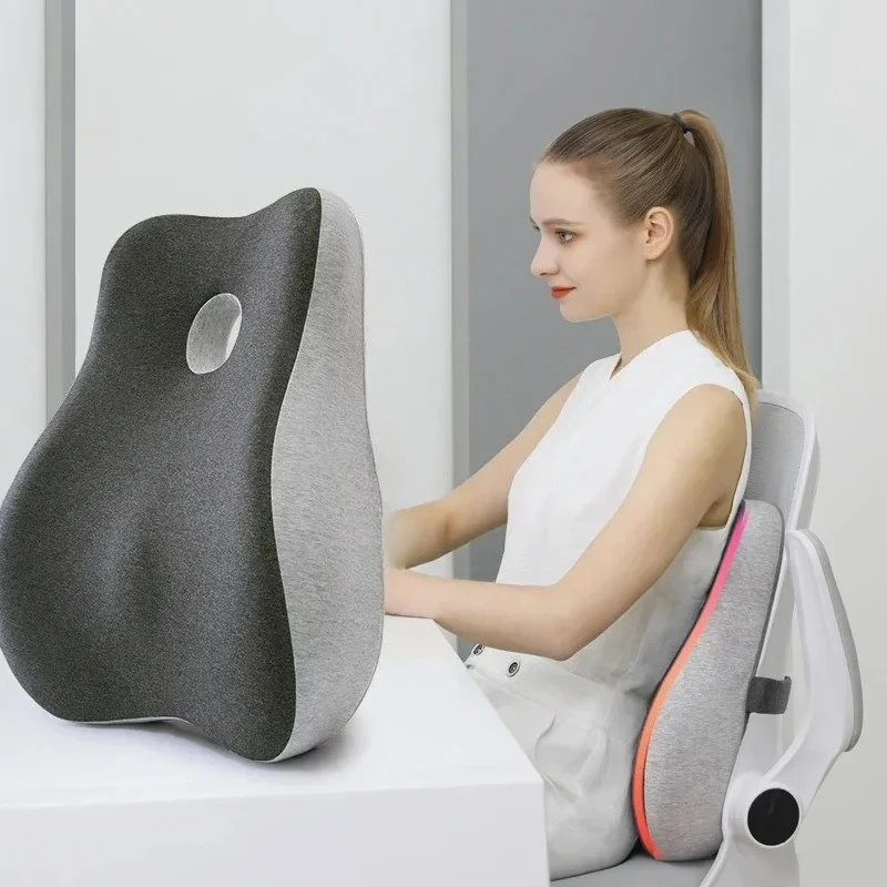 1pc Office Waist Pillow Ergonomic Lumbar Support Memory Cotton 4D Curved Waist Pad Car Waist Rest Office Waist Pillow