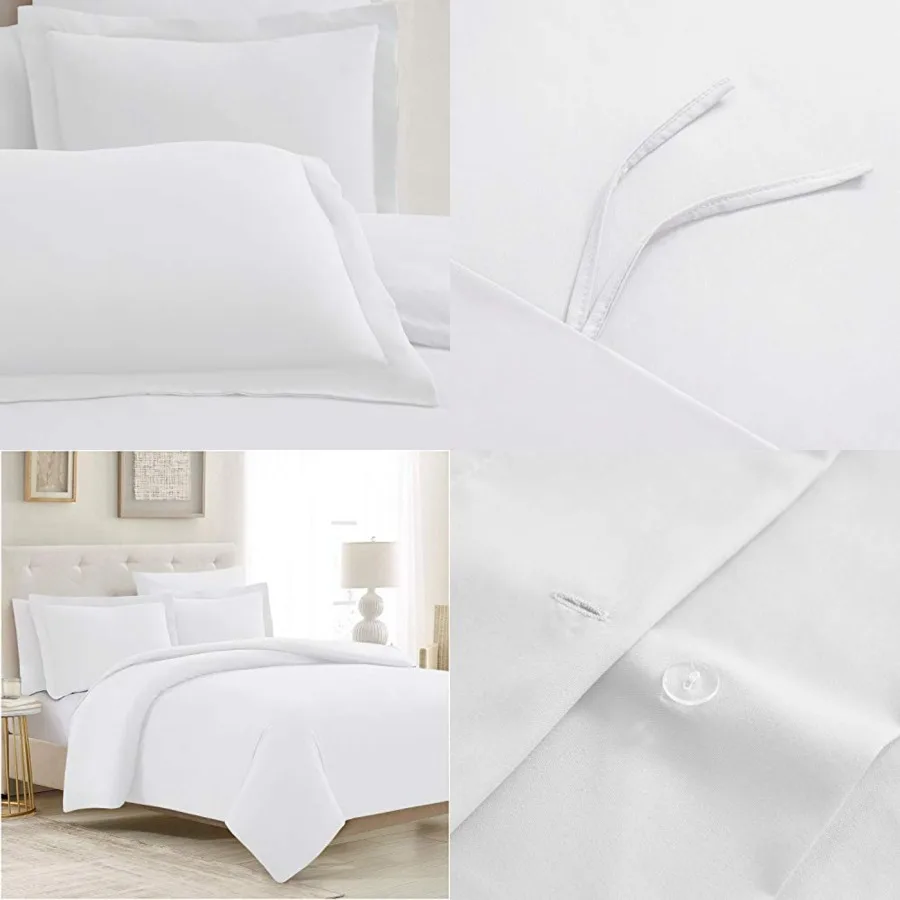 

Duvet Cover Set - 5 PC Iconic Collection Bedding Set - Hotel Luxury, Extra Soft and Cooling - Microfiber - Button Closure and C