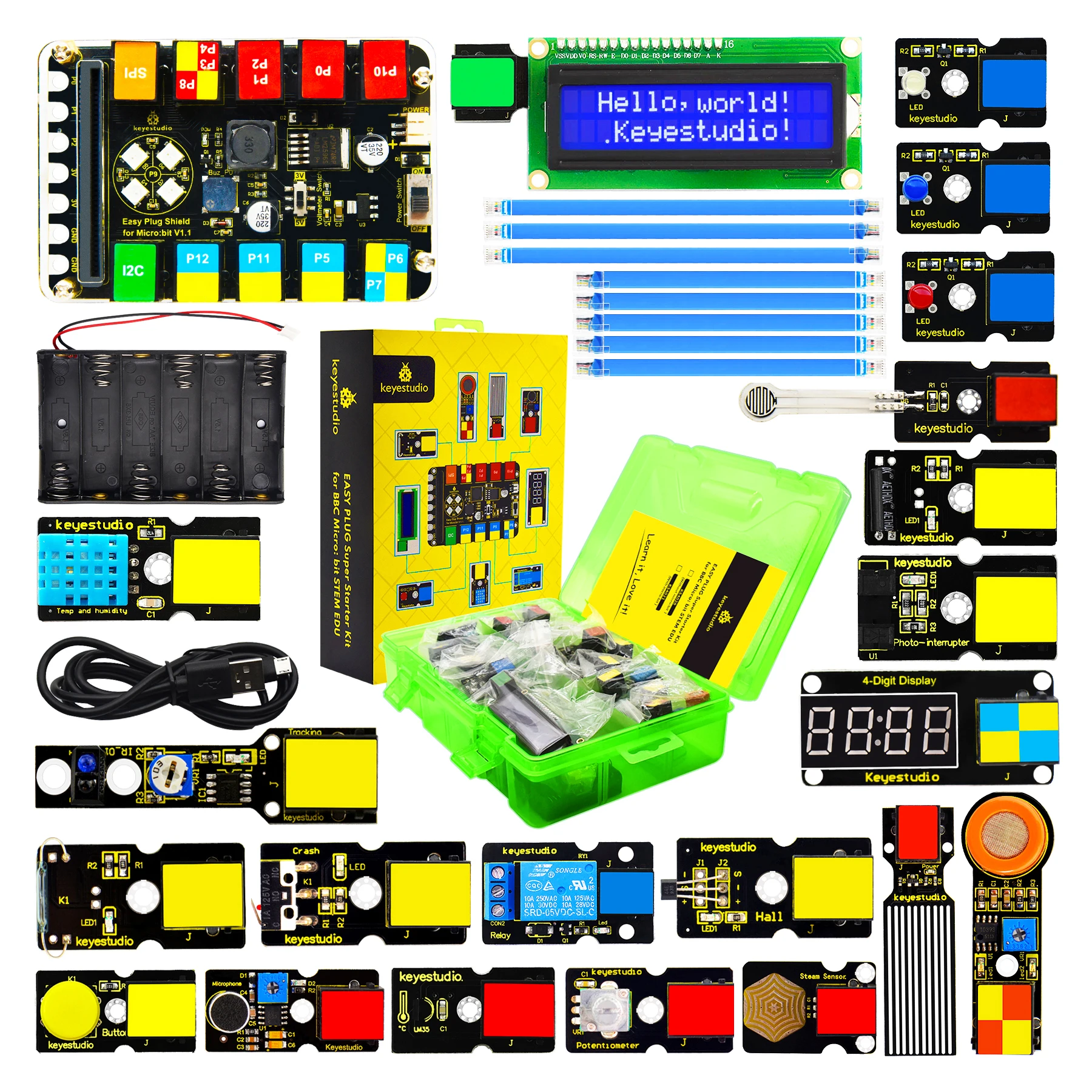 EASY PLUG Microbit V2 Super Starter Kit for BBC Micro:Bit Makecode Programming Electronic Kit(No Microbit ) DIY Electronic Kit