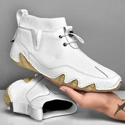 Men Boots Casual Leather Luxury High Top Sneakers Luxury Loafer Shoes for Men Motorcycle Ankle Boots 2023 New In Footwear