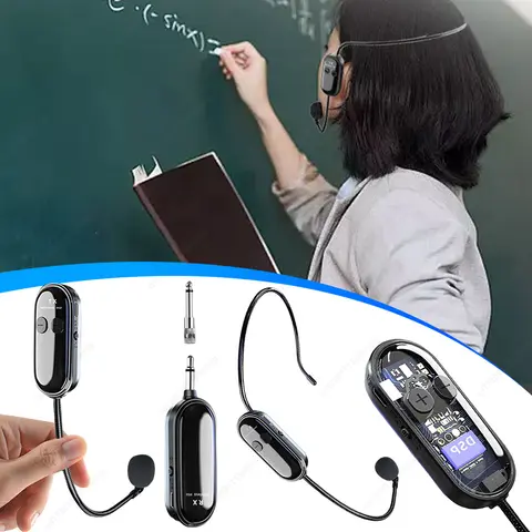 Casque sans fil 2.4G et micro portable 2 en 1, système de micro longue portée, micro pour amplificateur vocal, haut-parleurs de scène, enseigner