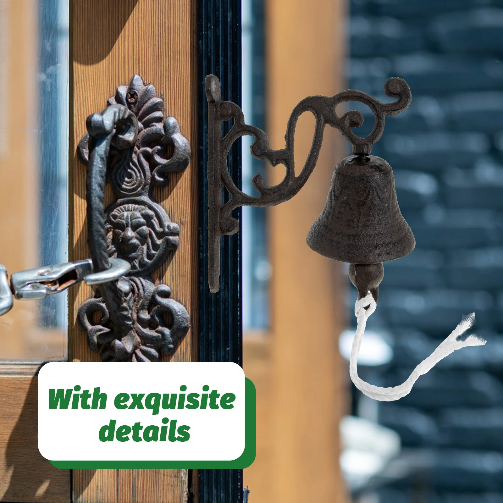 

Vintage Door Bell Retro Iron Wall Mounted Bell Manually Shaking for Home Entrance Terrace Cottage Decor Coffee Shop Accessory