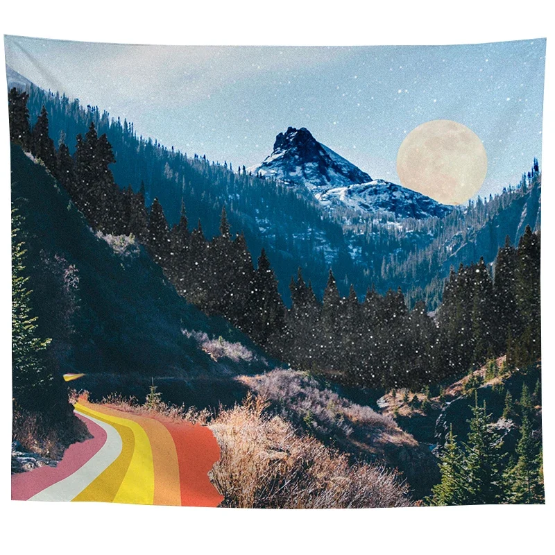 Wall Hanging Tapestry Psychedelic Nature Mountain Seascape Fog Forest Landscape Living Room Bedroom Home Decor