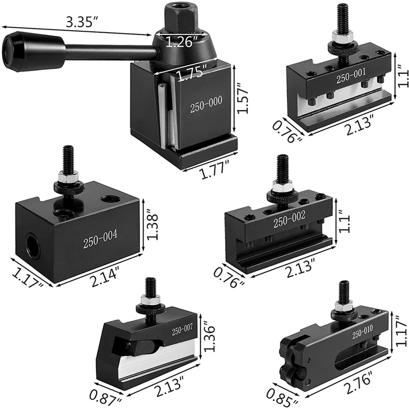 

Lathe Tool Holder, Change Tool Set For Metal Lathe Tool Post For 1/2Inch Turning Tools, 250-000 Mini Lathe Tool Post