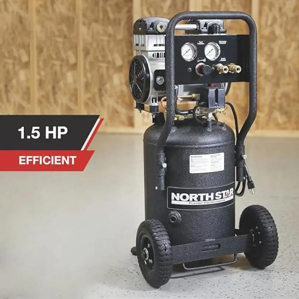 Portable 1.5HP Electric Air Compressor 8-Gallon Tank Quiet Operation Oil-Free Dual Piston Pump 4CFM@90PSI Ideal Drilling Air