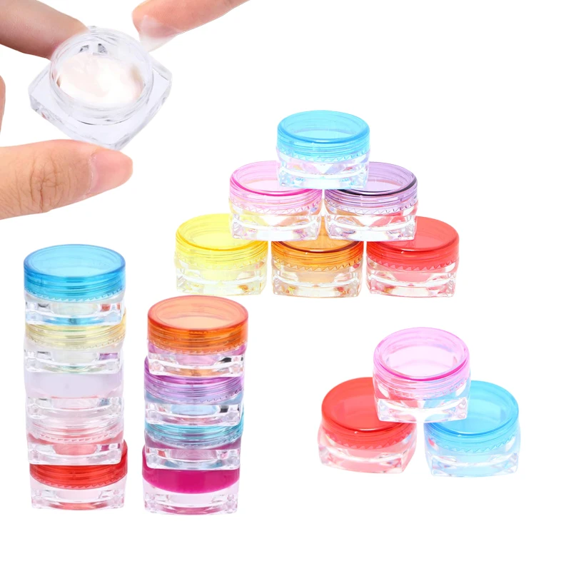 5Pcs 3g 5g Mini Clear Plastic Square Cosmetic Jars Travel Containers Sample Pots For Eye Shadow Lip Balm Powder Creams Jewelry