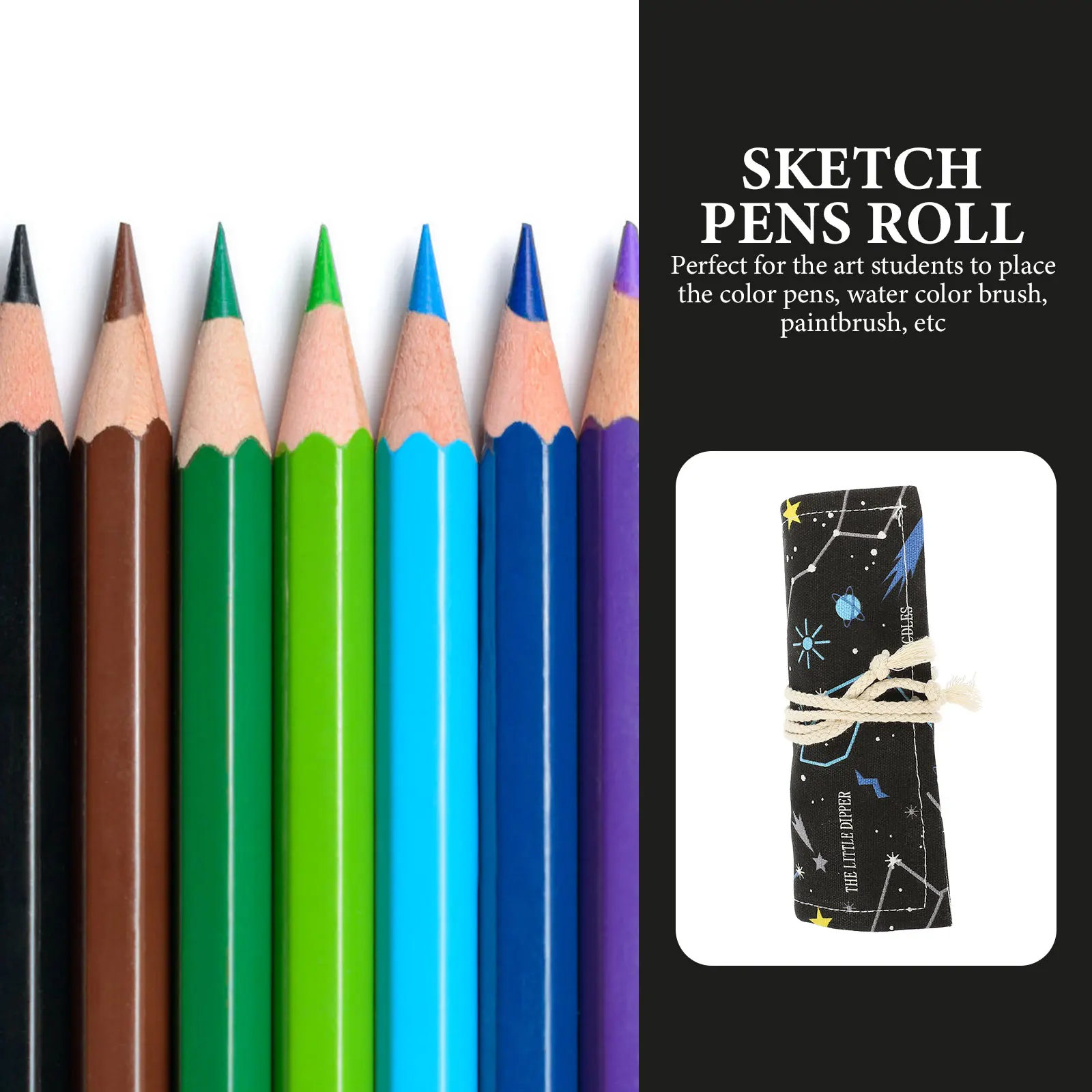 

Sturdy Trustworthy Pencil Roll Multiple Fixed Positions Color Pencil Storage Large Capacity Pen Bag Sketch Pens Roll