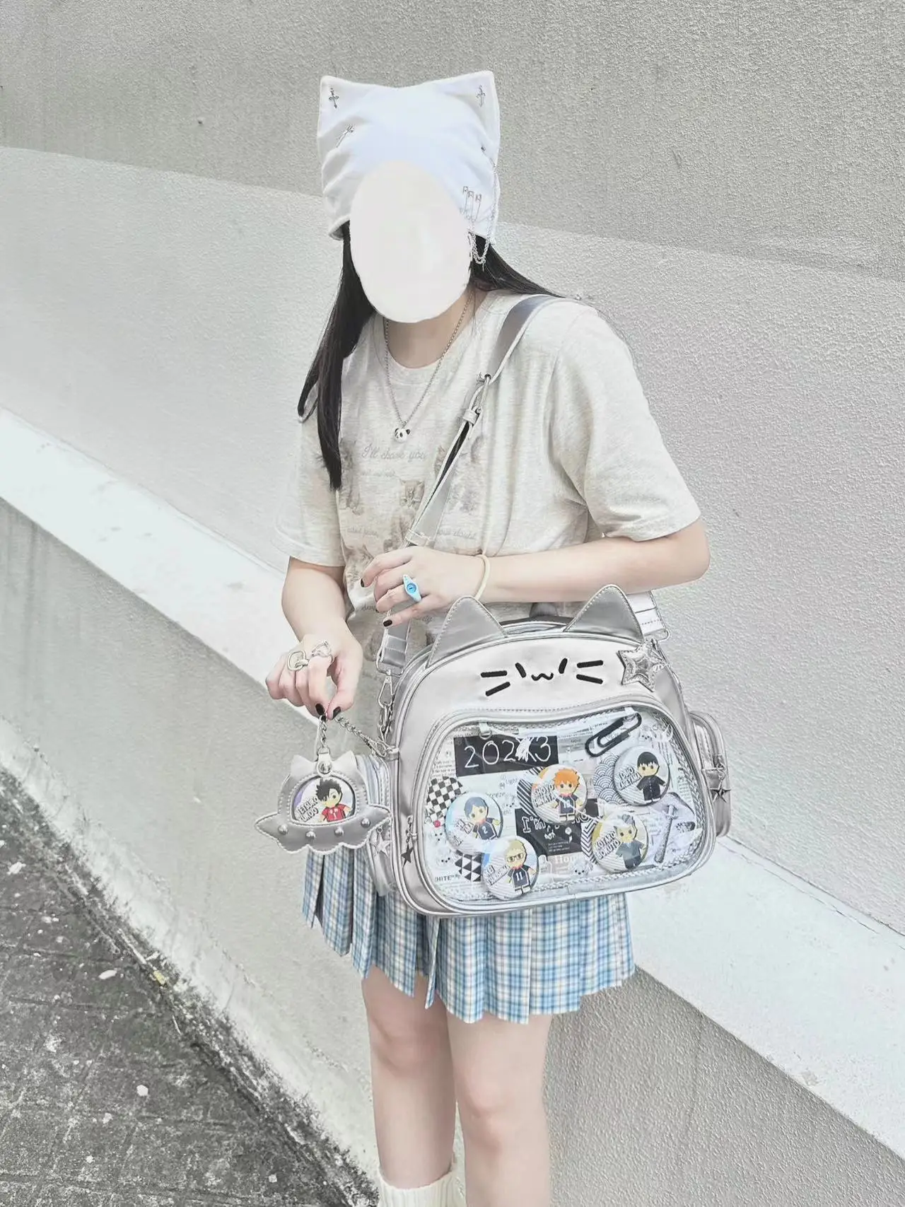 Japanische Original Nette Cartoon Katze Zwei-dimensionale Ltabag Schulter Tasche Frauen Große Kapazität College Stil Täglichen Rucksack Weibliche