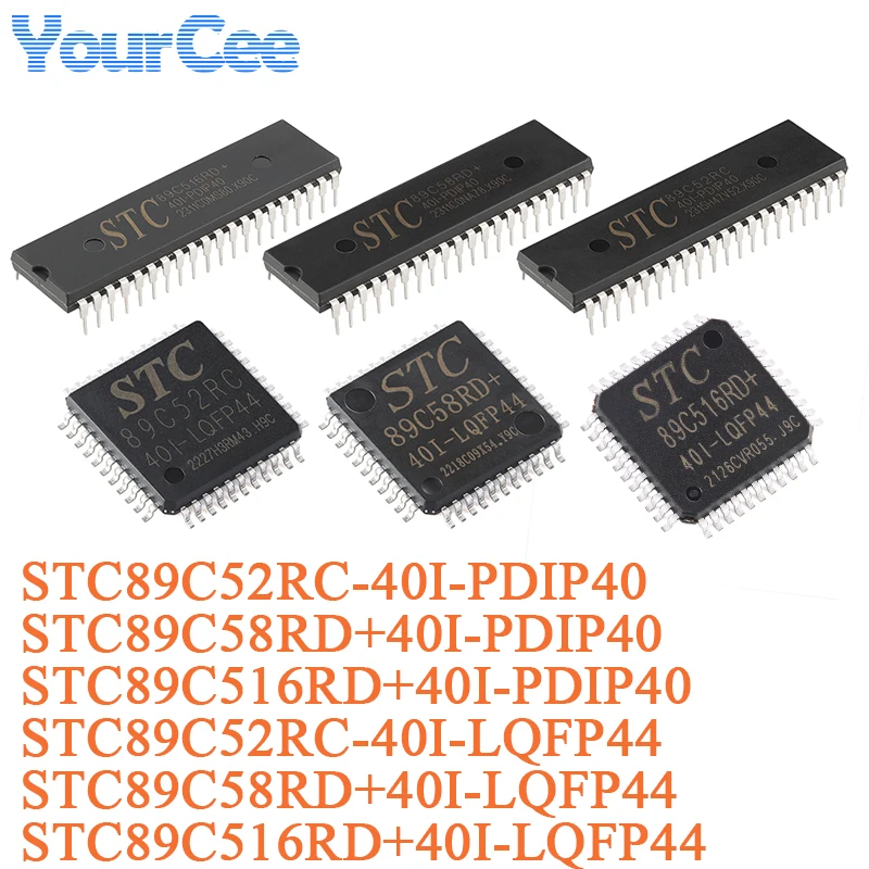 5pcs/1pc STC89C52RC STC89C58RD STC89C516RD +40I STC89C516RD STC89 PDIP40 LQFP44  Microprocessor Microcontroller MCU IC Chip