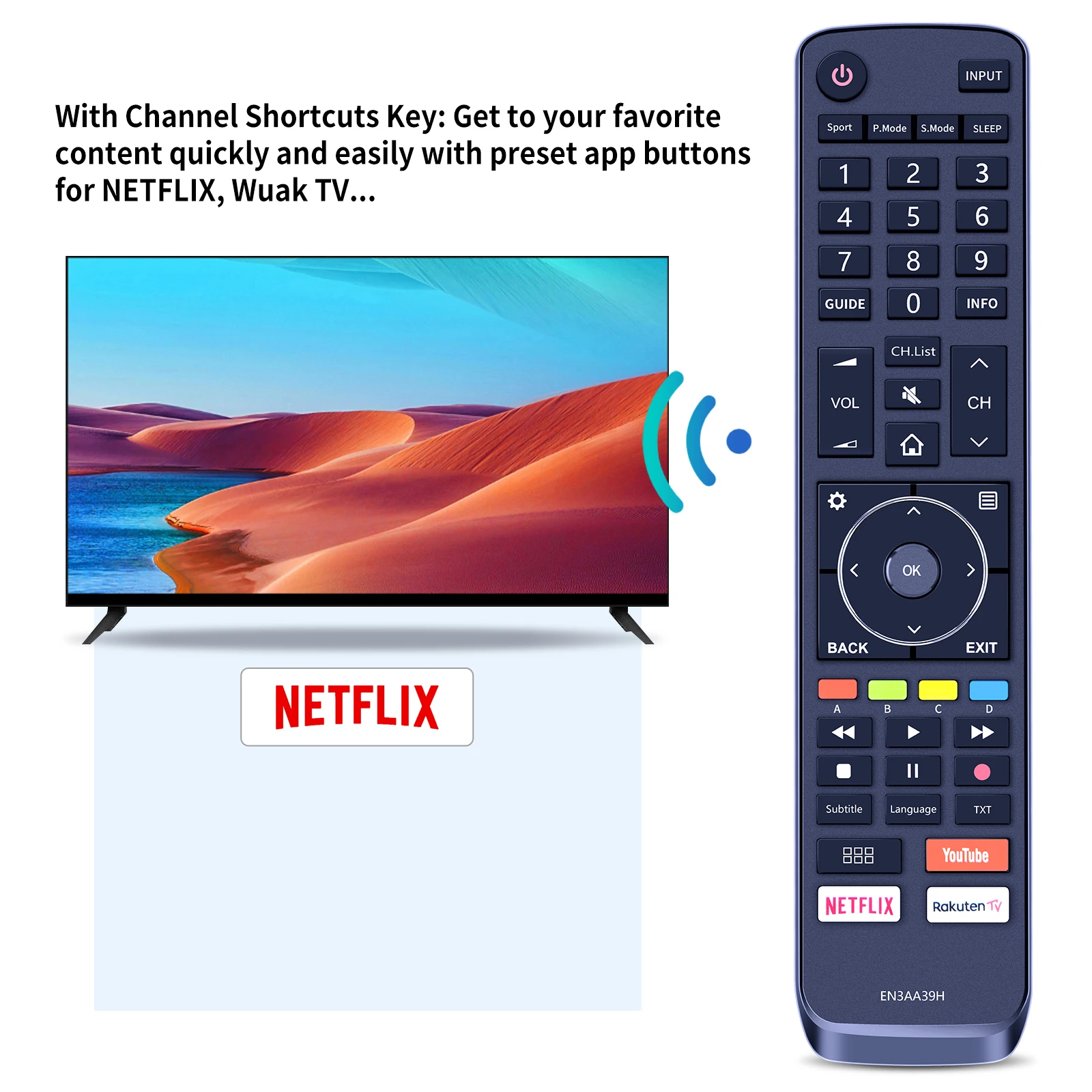 EN3AA39H EN3AA39S Remote Control For Hisense TV H50A6550 H43A6550 H55A6550 Replacement Controller With YouTube NETFLIX Buttons