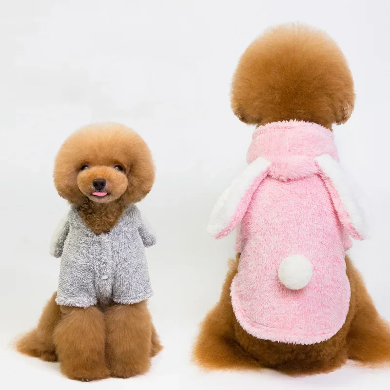 

Flannel Dog Hoodies Winter Warm Pet Dog Clothes for Dogs Coat Jacket Cute Rabbit Ears Dog Sweater Puppy Chihuahua Teddy Clothes