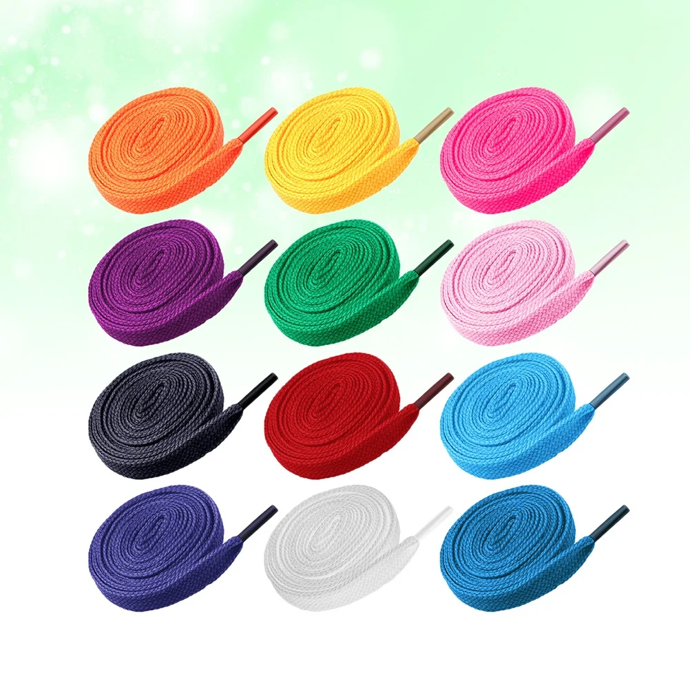 20 قطعة أربطة الحذاء المسطحة الملونة البوليستر النايلون أربطة أحذية سلاسل للرياضة أحذية رياضية أحذية الزلاجات رباط الحذاء المسطح #4