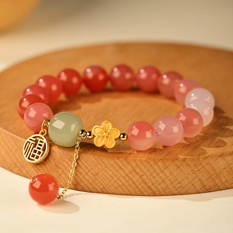 

Peach Blossom South Red Handstring, Women's Red Mahou Fortune Bracelet, Transport Bead Jewelry