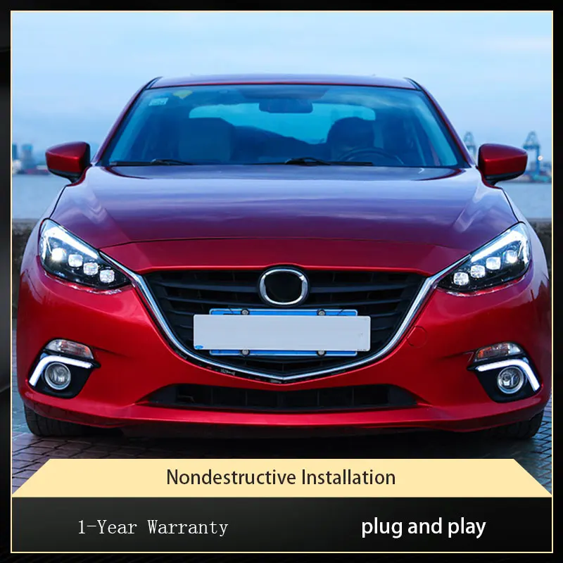 أضواء السيارة لمازدا 3 Axela 2014 2015 2016 Mazda3 المصباح DRL رئيس مصباح أضواء الجبهة 4 العارض عدسة تسليط الضوء على الملحقات #5