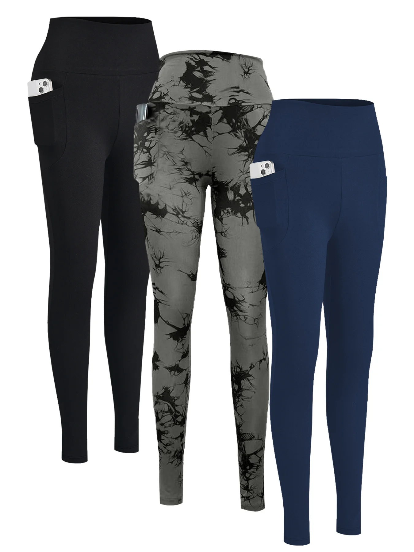 

3 Pack High Waisted Leggings with Pockets Women Super Soft Tummy Control Yoga Workout Running Casual Home Wear