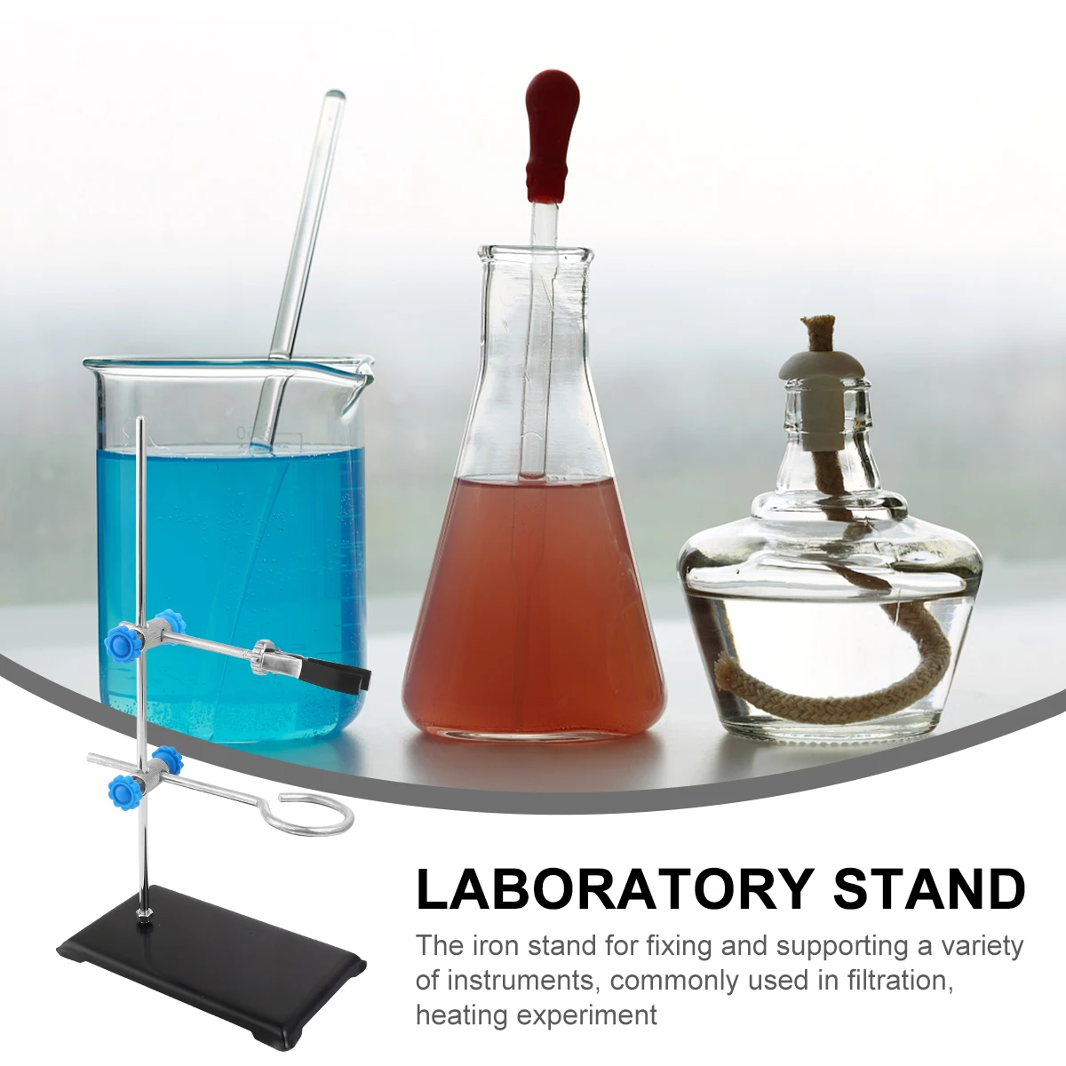 

Portable Stand 30cm Height Iron Base Support Chemistry Experiment Supplies Test Tube Holder Beaker Clamps Laboratory