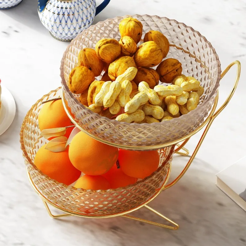 Fruit plate, living room coffee table,household light luxury, high-end high-value double-layer countertop, snack tray,fruit rack